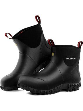 Women's Black Rubber Waterproof Boots 6mm Neoprene Mud Boot with Steel Shank
